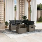 vidaXL 6-delige Loungeset met kussens poly rattan grijs, Tuin en Terras, Verzenden, Nieuw, Rotan, Loungeset