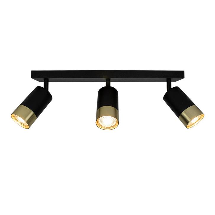 Opbouw plafond spot drie dubbel | zwart met goud, Huis en Inrichting, Lampen | Spots, Led, Nieuw, Plafondspot of Wandspot, Ophalen of Verzenden