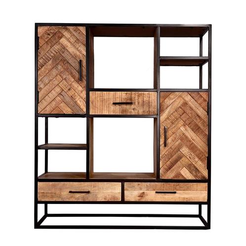 Vakkenkast Mangohout Kjeld 120 cm, Huis en Inrichting, Kasten | Boekenkasten, 25 tot 50 cm, Nieuw, Overige houtsoorten, 100 tot 150 cm