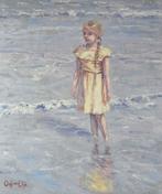 Chris van Dijk  (1952) Impressionist -  Girl standing in, Antiek en Kunst