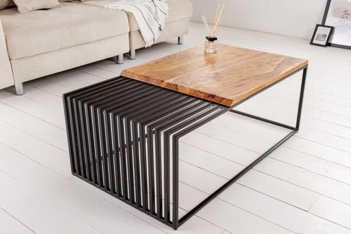 Design salontafel ARCHITECTURE 100cm naturel sheesham, Huis en Inrichting, Tafels | Salontafels, Ophalen of Verzenden