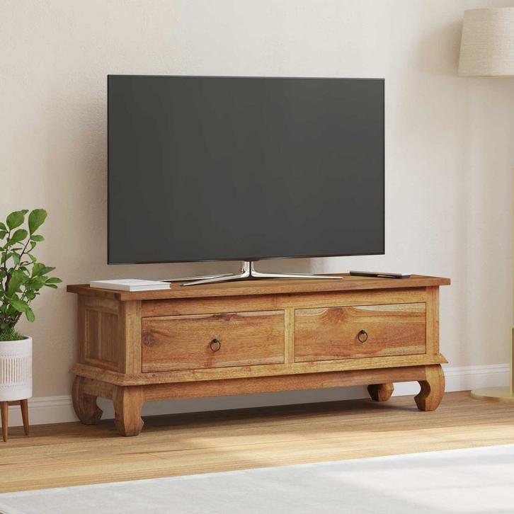 vidaXL TV-standaard met lade Naturel 110 x 35 x 40 cm, Huis en Inrichting, Kasten | Televisiemeubels, Nieuw, Minder dan 50 cm