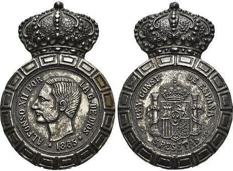 5 Peseta Spanien Alfonso Xii 1874-1885, Postzegels en Munten, Munten | Europa | Niet-Euromunten, Verzenden