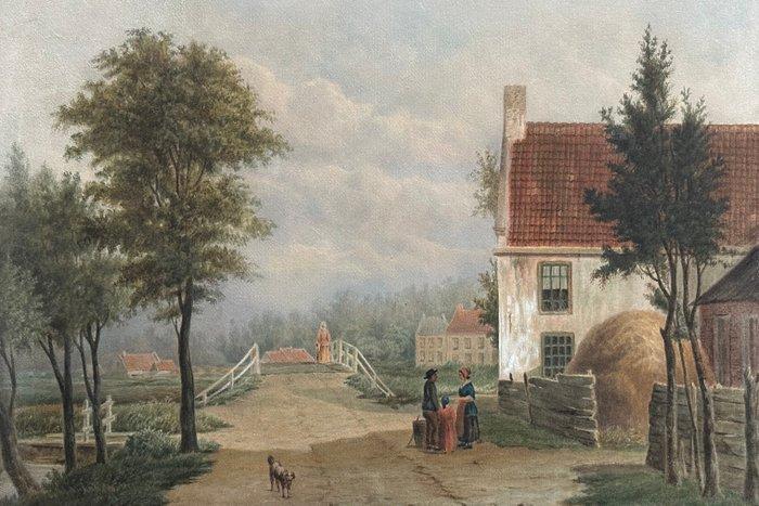 Pieter Barbiers (1798-1848) - Ontmoeting voor de woning, Antiek en Kunst, Kunst | Schilderijen | Klassiek