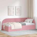 vidaXL Hoekbedframe met hoofdeinde Roze 90 x 200 cm Fluweel, Verzenden, Nieuw, Stof