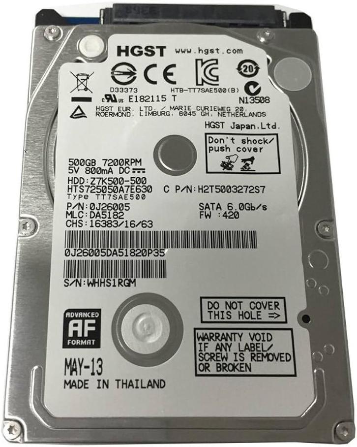 HGST 500GB 2.5 Interne Harde Schijf – SATA – Zeer, Computers en Software, Harde schijven, Nieuw, Ophalen of Verzenden