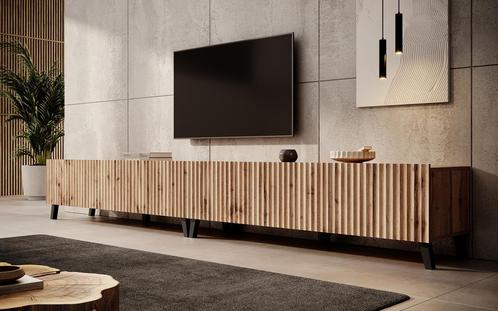 Meubella | TV-Meubel eiken 300cm hotel chique lamellen, Huis en Inrichting, Kasten | Televisiemeubels, 25 tot 50 cm, Nieuw, Overige materialen