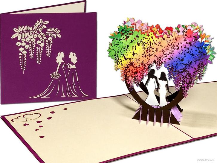 Homohuwelijk – Trouwkaart met 2 vrouwen – Lesbisch br..., Diversen, Wenskaarten, Verzenden