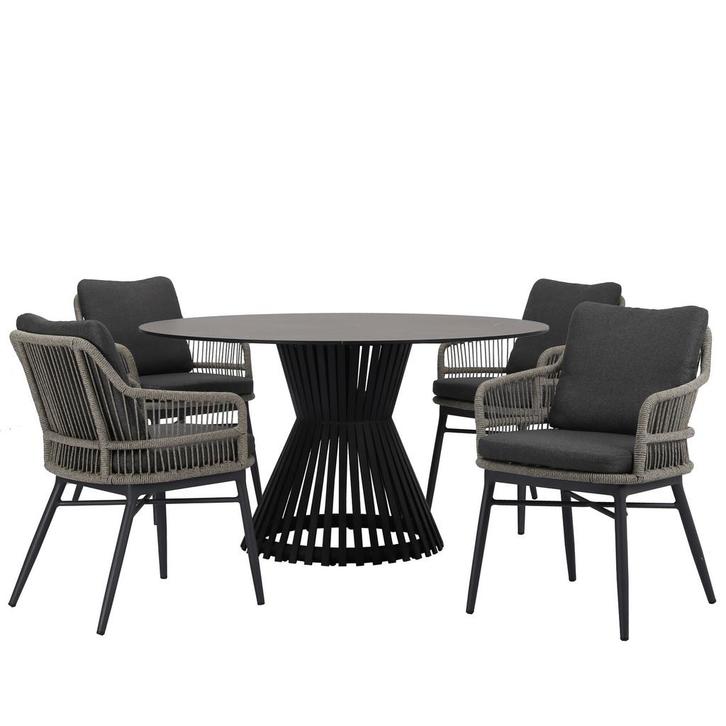 Catania Pasadena dining tuinset 140xH75 cm rond 5 delig, Tuin en Terras, Tuinsets en Loungesets, Nieuw, Ophalen of Verzenden