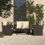 vidaXL 4-delige Loungeset met kussens poly rattan zwart, Tuin en Terras, Tuinsets en Loungesets, 4 zitplaatsen, Nieuw, Loungeset