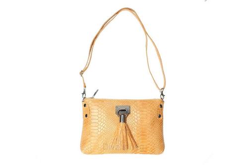 Leuke 100% leren crutch tas - pythonprint - franje -, Sieraden, Tassen en Uiterlijk, Tassen | Schoudertassen