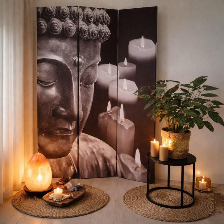 Kamerscherm Boeddha met LED - Nieuw, Huis en Inrichting, Woonaccessoires | Boeddhabeelden, Nieuw, Verzenden