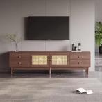TV-Meubel 180 cm – Donker Hout met Rotan Deuren en Lades, Huis en Inrichting, Kasten | Televisiemeubels, Verzenden, Nieuw