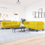 vidaXL 2-delige Loungeset fluweel geel, Huis en Inrichting, Banken | Bankstellen, Verzenden, Nieuw, Vierpersoons of meer, Stof
