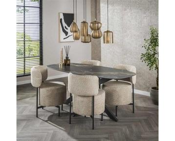 Eettafel Fossil deens ovaal keramiek 180x90 cm - zwart beschikbaar voor biedingen