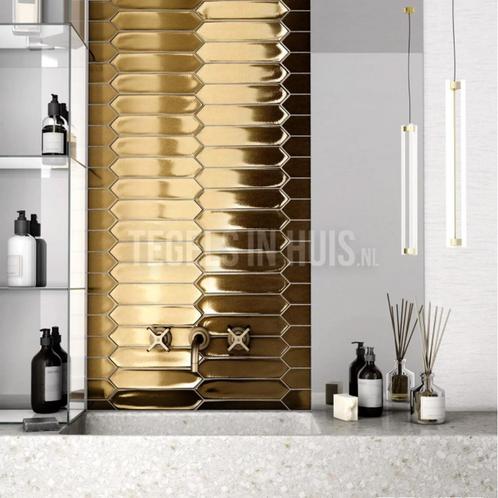 Wandtegel hexagon lanse metallic goud 5x25 wandtegel, Doe-het-zelf en Verbouw, Tegels, Wandtegels, Nieuw, 10 m² of meer, Keramiek