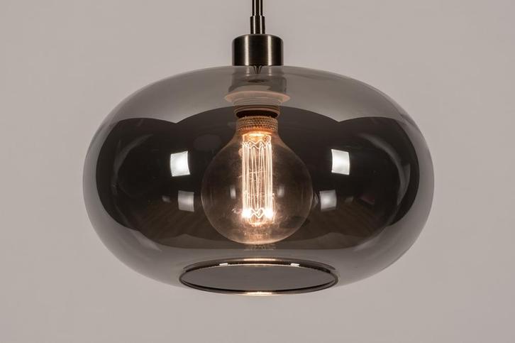 Rietveld Hanglampen - Grijs, Staalgrijs - Glas, Staal, Metaa, Huis en Inrichting, Lampen | Hanglampen, Verzenden
