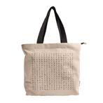 Linnen Shopper Woordzoeker Naturel, Sieraden, Tassen en Uiterlijk, Tassen | Damestassen, Nieuw, Shopper, Beige, Verzenden