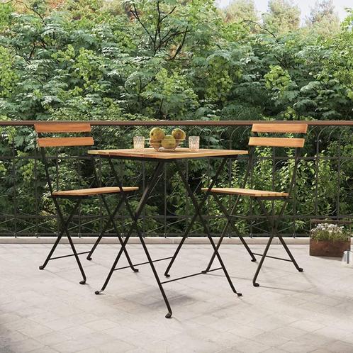vidaXL 3-delige Bistroset inklapbaar massief teakhout en, Tuin en Terras, Tuinsets en Loungesets, Nieuw, Hout, Verzenden