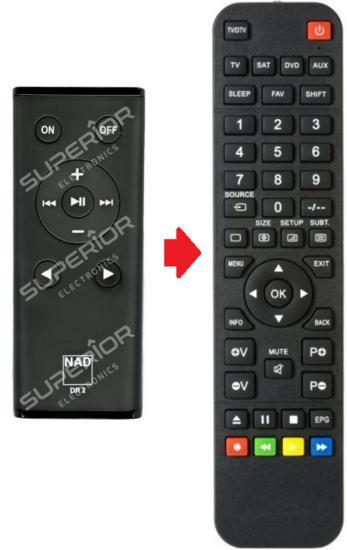 NAD DR2 afstandsbediening - Geschikt voor NAD D3020 / D7050, Audio, Tv en Foto, Afstandsbedieningen, Verzenden