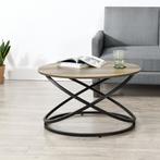 Salontafel Dunedin rond 46x79 cm hout en zwart, Huis en Inrichting, Tafels | Salontafels, Verzenden, Nieuw