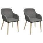 vidaXL Eetkamerstoelen 2 st stof en massief eikenhout, Huis en Inrichting, Stoelen, Verzenden, Nieuw, Grijs