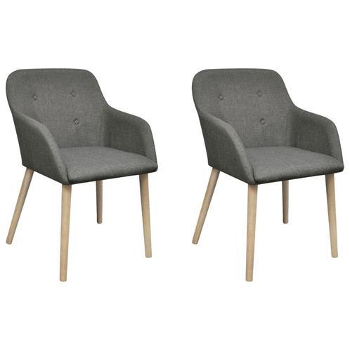 vidaXL Eetkamerstoelen 2 st stof en massief eikenhout, Huis en Inrichting, Stoelen, Grijs, Nieuw, Verzenden