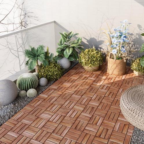Houten terrastegels Alliste vlonder set van 10 acacia 0,9 m², Huis en Inrichting, Stoffering | Vloerbedekking, Verzenden