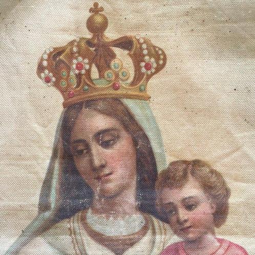 Bijbels wandtapijt - 92 cm - 58 cm - Madonna van de Carmelo, Antiek en Kunst, Kunst | Niet-Westerse kunst