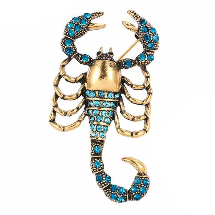 Fako Bijoux - Broche - Schorpioen - 32x55mm - Turquoise -, Sieraden, Tassen en Uiterlijk, Broches, Verzenden
