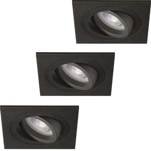 Set van 3 inbouwspots Vienna zwart + LED spots GU10 Lybardo, Huis en Inrichting, Lampen | Spots, Nieuw, Verzenden