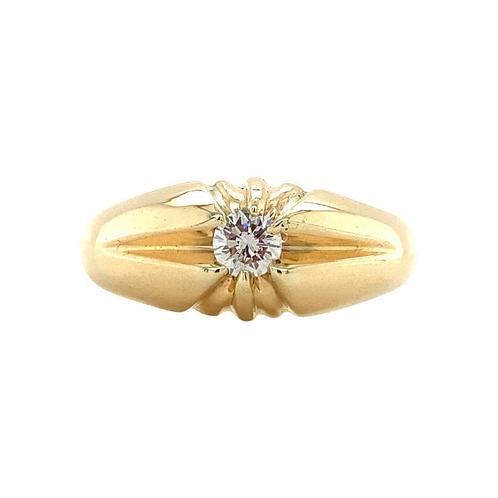Gouden pinkring met diamant 14 krt, Sieraden, Tassen en Uiterlijk, Ringen, Nieuw, Ophalen of Verzenden