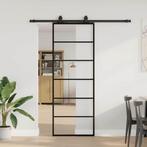 vidaXL Schuifdeur met beslagset 76x205 cm ESG glas zwart, Doe-het-zelf en Verbouw, Deuren en Horren, Verzenden, Nieuw