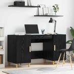 vidaXL Bureau met plank Zwart Eiken 140 x 50 x 75 cm Bewerkt, Verzenden, Nieuw