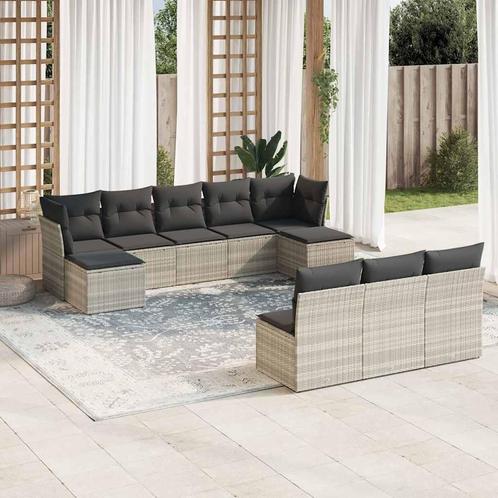 vidaXL 10-delige Loungeset met kussens poly rattan, Tuin en Terras, Tuinsets en Loungesets, Loungeset, Nieuw, Rotan, Verzenden