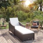 vidaXL Ligbed met crèmewit kussen poly rattan zwart, Verzenden, Nieuw