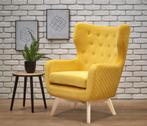 OorFauteuil Marvel Geel Fluweel Velvet met Houten poten, Huis en Inrichting, Fauteuils, Ophalen of Verzenden, Nieuw