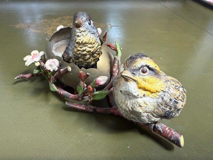 sculptuur, Oiseaux sur branche - 75 mm - Koud geverfd brons, Antiek en Kunst, Antiek | Keramiek en Aardewerk
