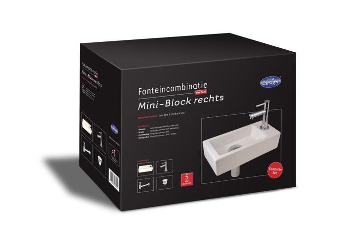 Fonteincombinatie Mini-Block rechts, Doe-het-zelf en Verbouw, Sanitair, Nieuw, Verzenden