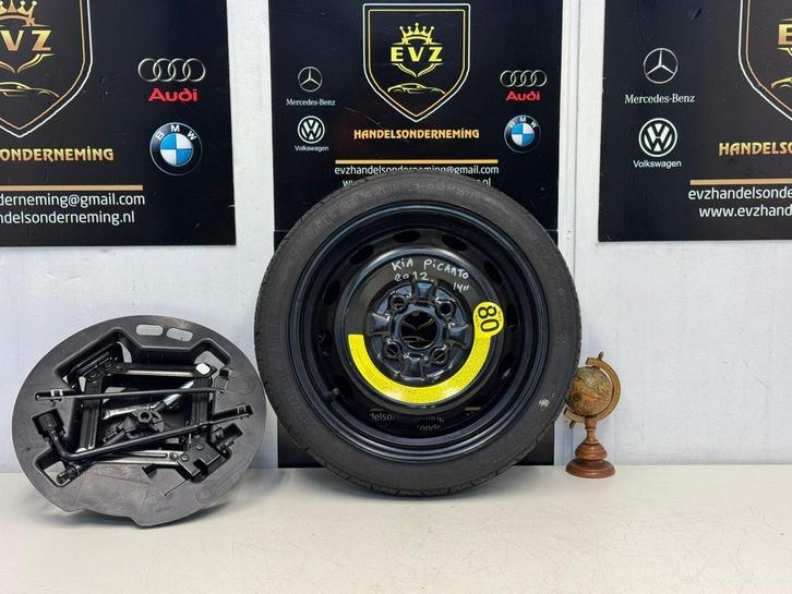 Kia Picanto Reservewiel thuiskomer+krikset 105/70D14 bj2012, Auto-onderdelen, Banden en Velgen, Banden en Velgen, Gebruikt, 14 inch