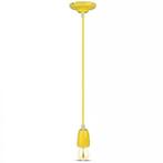 Retro porseleinen lamp - GEEL - E27 fitting - pendel, Nieuw, Ophalen of Verzenden, Led-lamp