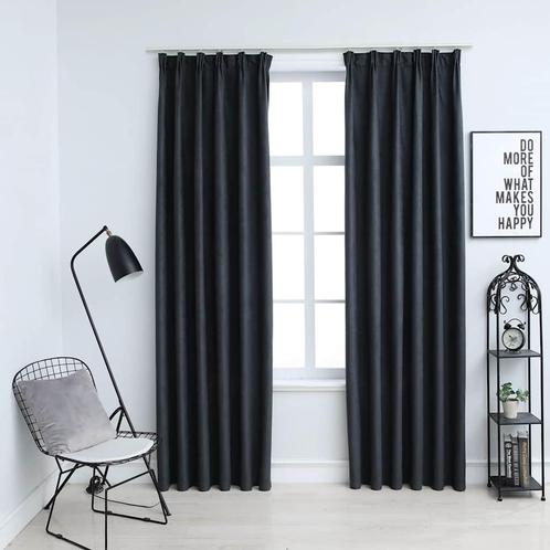 vidaXL Gordijnen verduisterend met haken 2 st 140x175 cm, Huis en Inrichting, Stoffering | Gordijnen en Lamellen, Nieuw, Verzenden