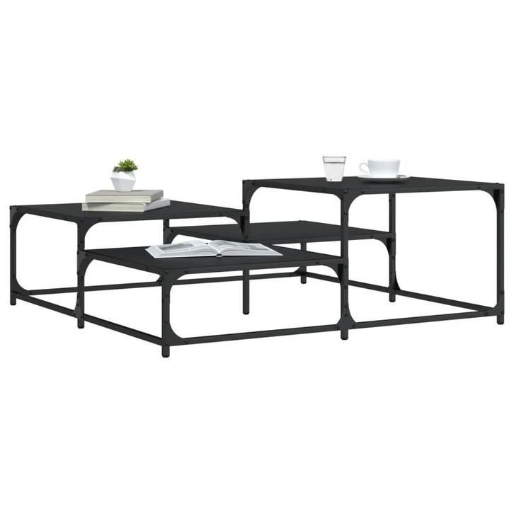 vidaXL Salontafel 107x107x40 cm bewerkt hout zwart, Huis en Inrichting, Tafels | Salontafels, 100 tot 150 cm, Vierkant, Nieuw