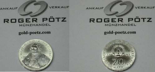 Ddr 20 Mark 1983 Martin Luther Portrait zilver, Postzegels en Munten, Munten | Europa | Niet-Euromunten, Verzenden