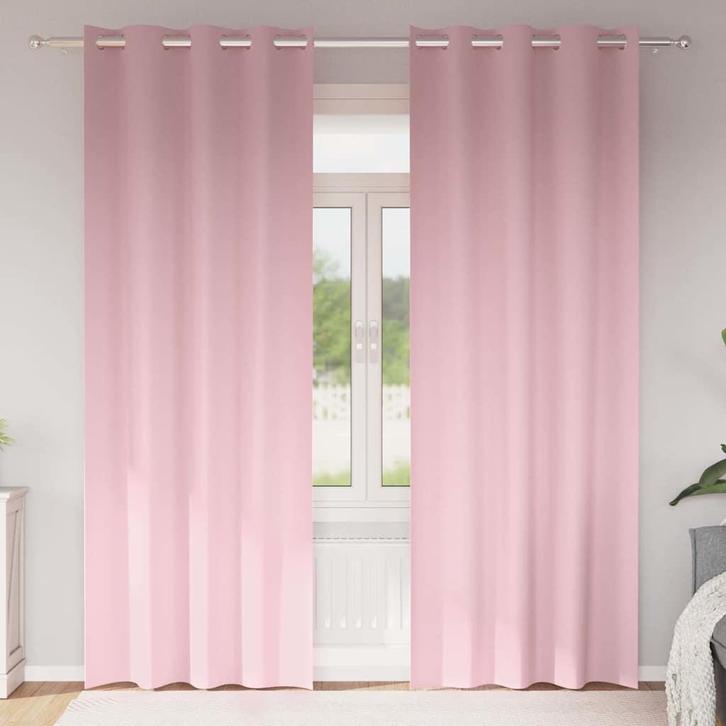 vidaXL Zwart-out Gordijnen met Ringen 2 pcs Babyroze 260 x, Huis en Inrichting, Stoffering | Gordijnen en Lamellen, Nieuw, Verzenden