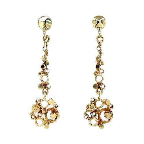 Gouden oorstekers met hanger 14 karaat, Sieraden, Tassen en Uiterlijk, Oorbellen, Goud, Zo goed als nieuw, Goud, Verzenden