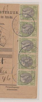 Nederland 1908 - Pakketkaart Dedemsvaart-Sluis naar Brussel, Gestempeld