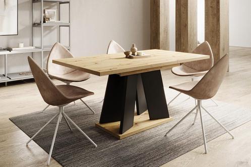 Meubella Eetkamertafel Matrix Eiken Zwart 160 cm 8 personen, Huis en Inrichting, Tafels | Eettafels, 150 tot 200 cm, Nieuw, 50 tot 100 cm