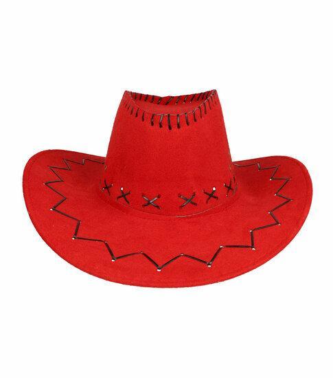 Cowboyhoed - Western hoed met stiksel onesize - Rood, Kleding | Dames, Hoeden en Petten