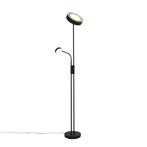 Vloerlamp zwart incl. LED en dimmer met leeslamp - Kelso, Nieuw, Overige materialen, 150 tot 200 cm, Retro